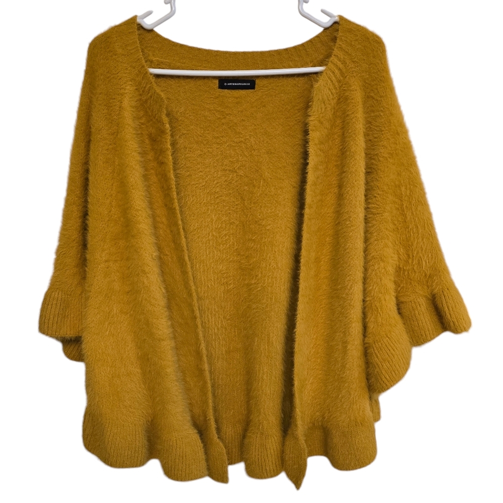 Anthropologie Womens Mustard Yellow One Size Fuzzy Soft Fall